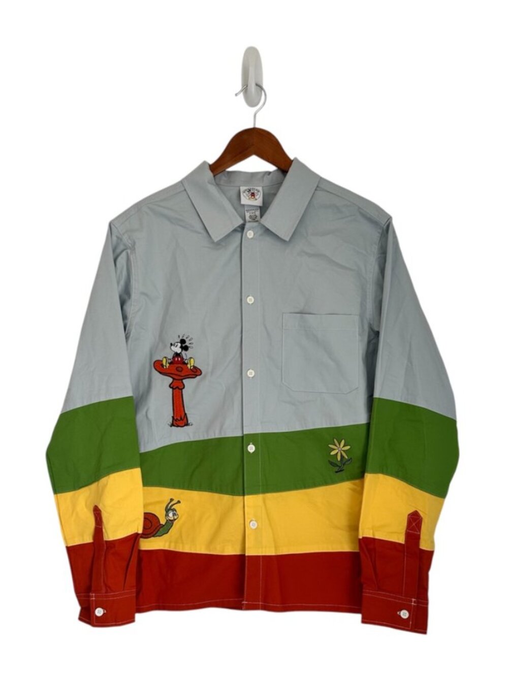 Disney Mickey & Co Colorblock Embroidered Button Up Shirt NEW